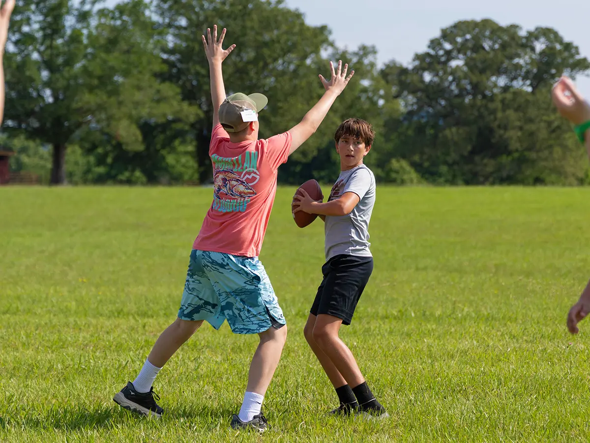 Campers playing field sports at Brookhill Ranch