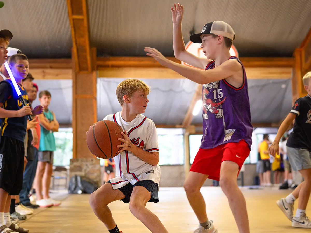 Campers playing basketball at Brookhill Ranch