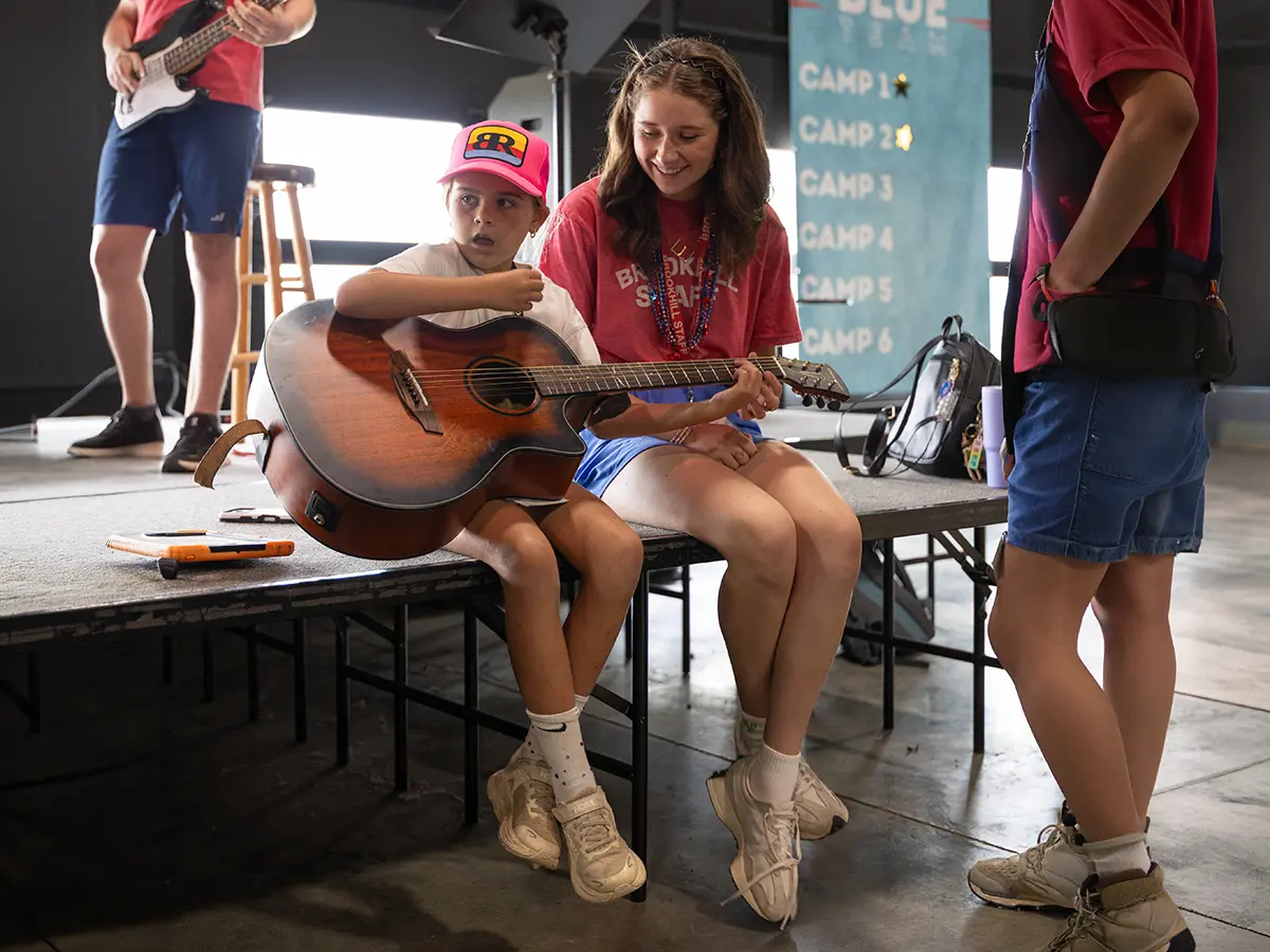 Campers playing music at Brookhill Ranch